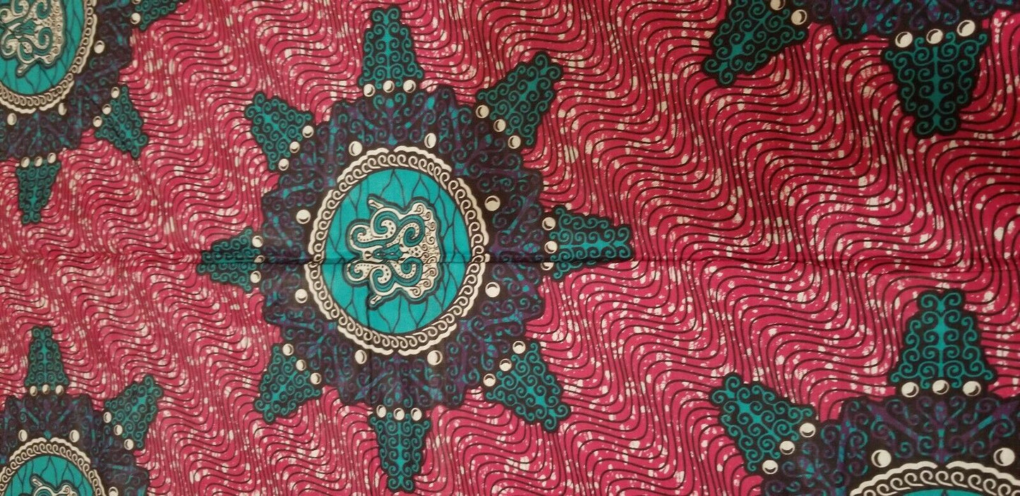 African Print Pinck Mult Print 3yds