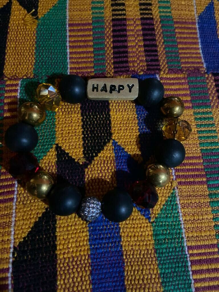African Krobo Glass Beads Handmade Traditional Bracelet from Ghana~Happy~