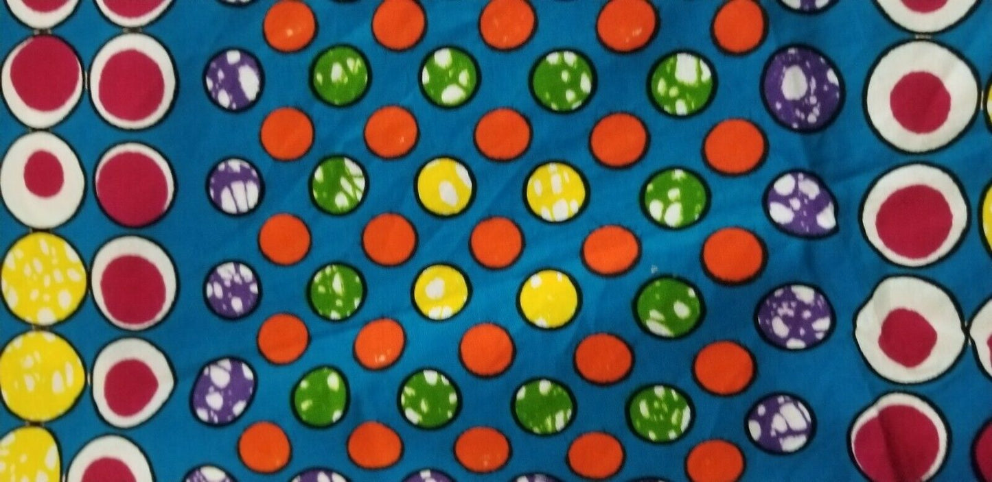 Fun Bubble Circle African Print Fabric 64"×46"~$12