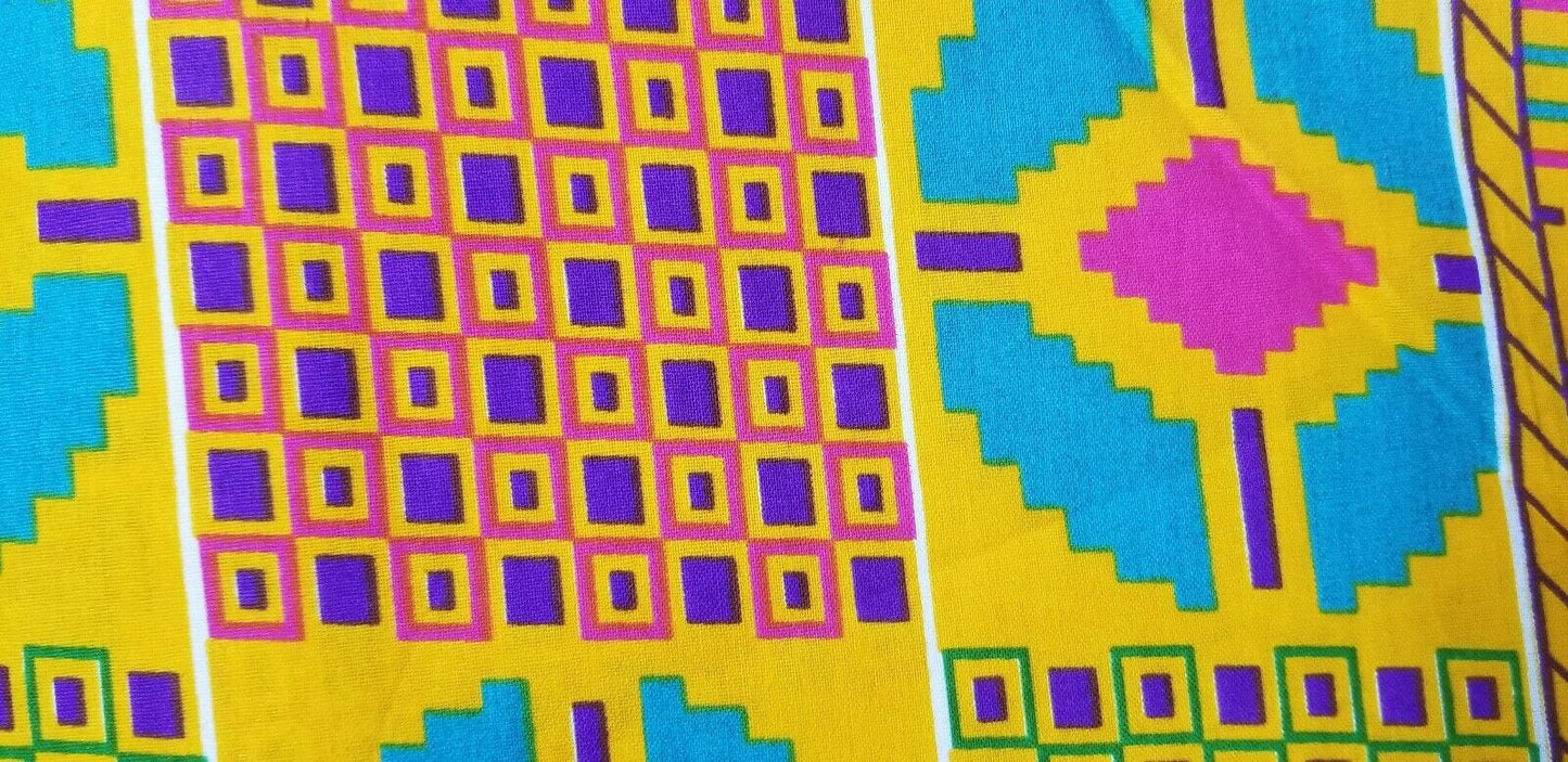 Kente Print African Wax Print 100% Cotton Fabric ~1 yd~$6.50