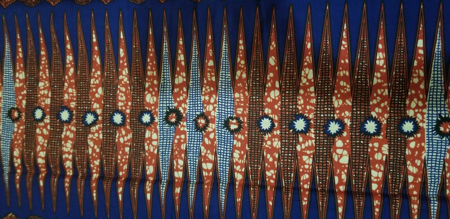 African Print Navy And Orange Multi 3yds