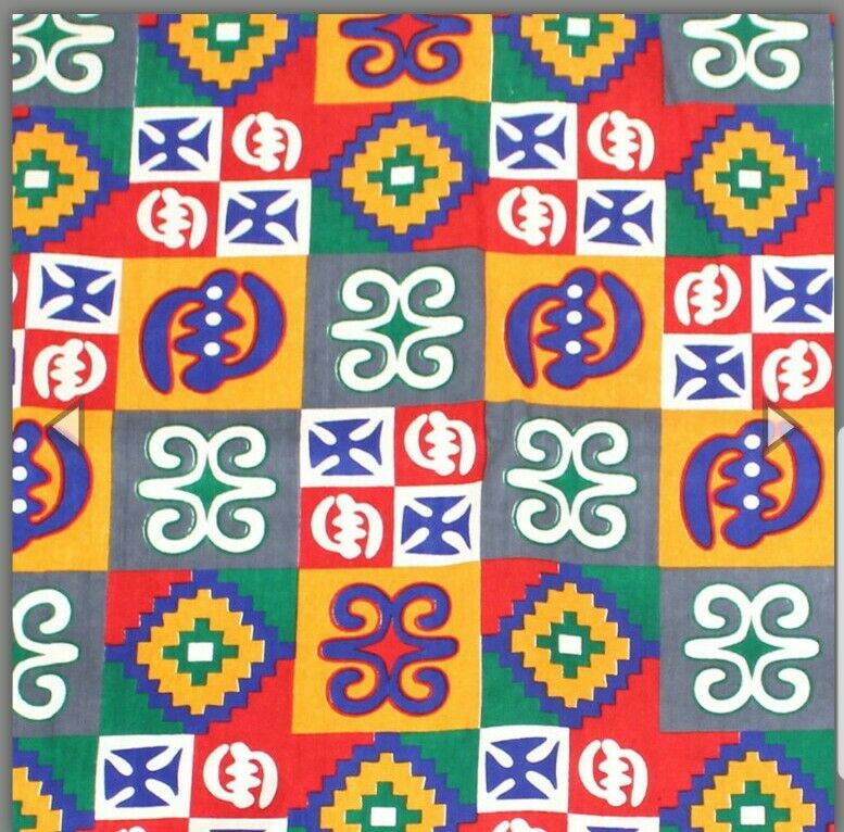 African Symbols block Print by the Yard...$8