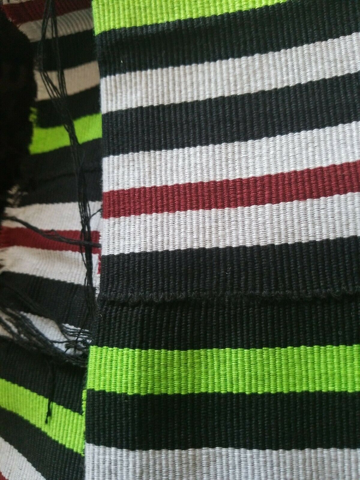 FasoDaFani Fabric From Boukina Faso~BLK,lime,wHT,,burgundy &white stripe54"×74"