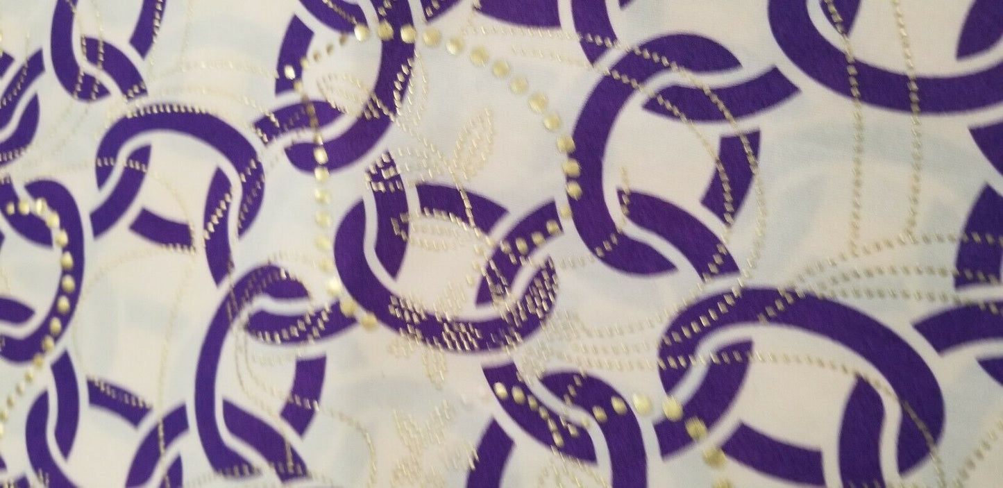 2Yards Gold Emboss Design Purple African Print $16.50
