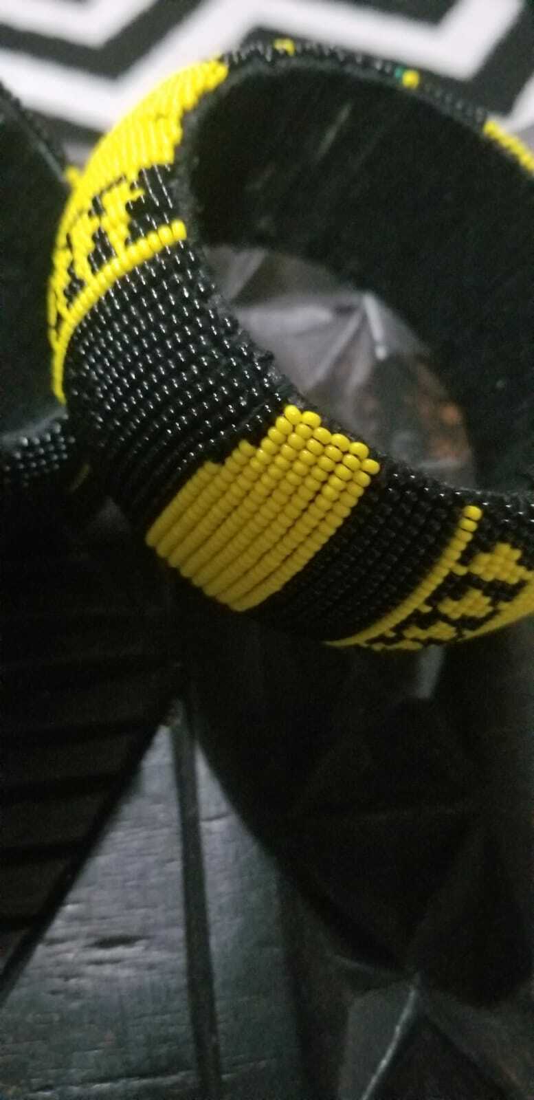 Yellow and Black beaded bangle style