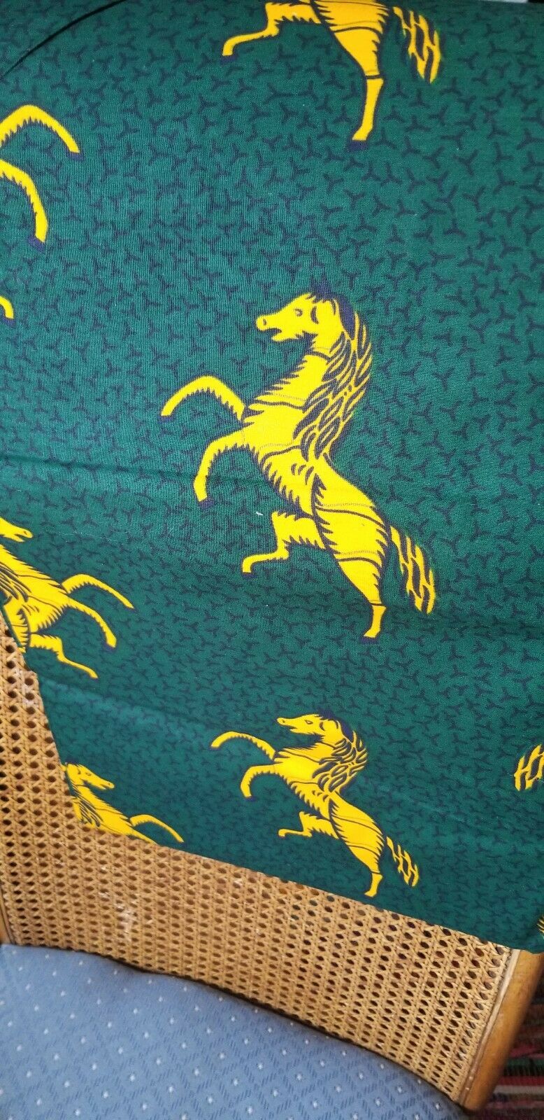 Green with Yellow horses African Print Fabric 100% .by the yard~.$15per 2yards