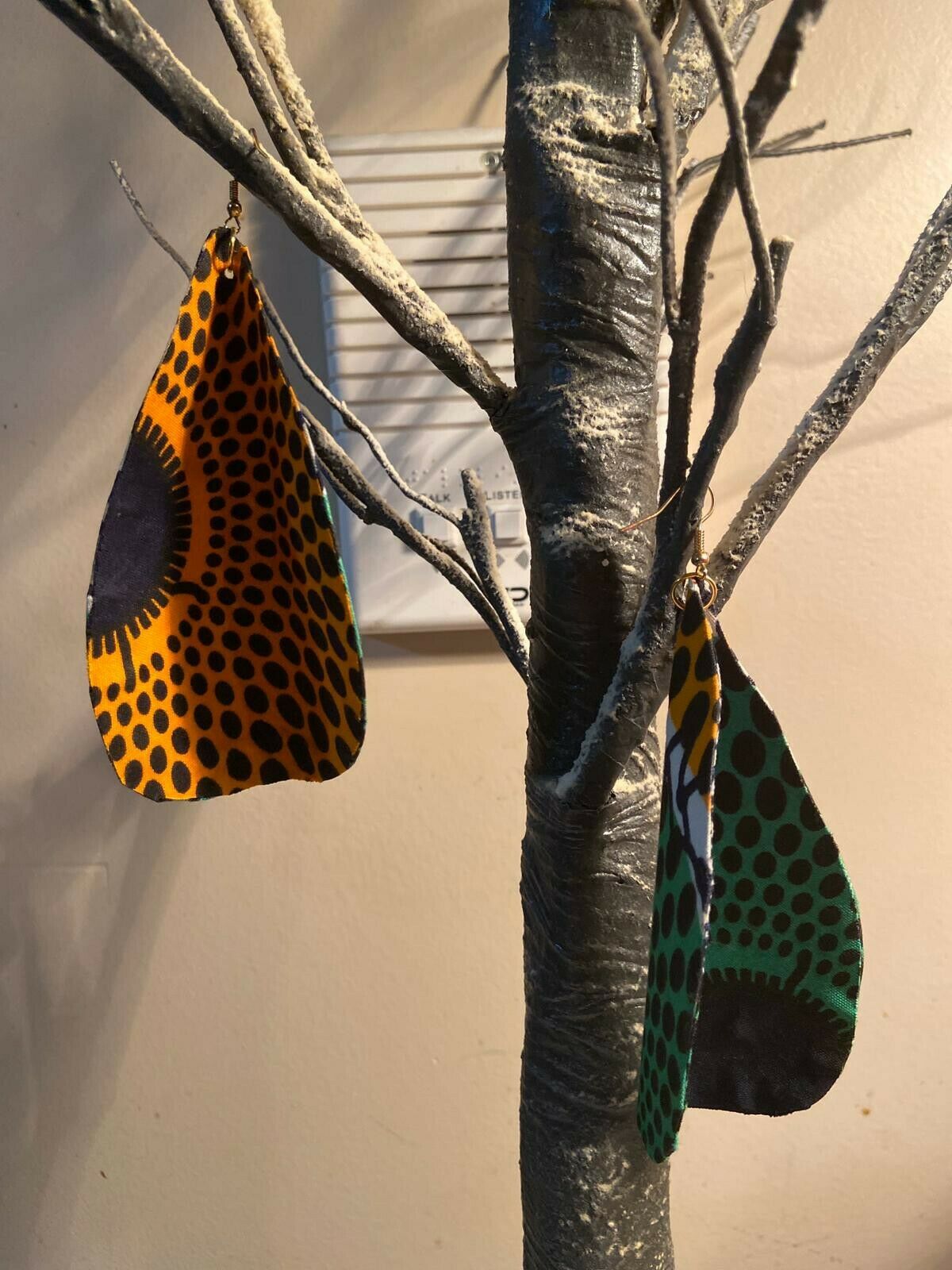 African Print Butterfly Earrings Green~ $12Ships Free