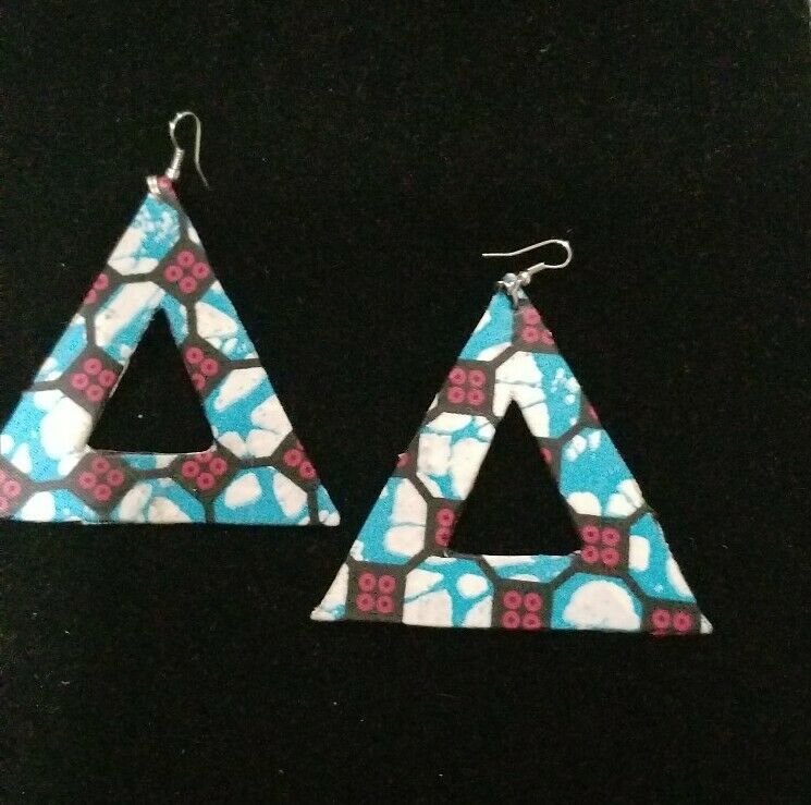 Handmade African Print Fabric Earrings Ethnic Tribal Cloth Statement $6