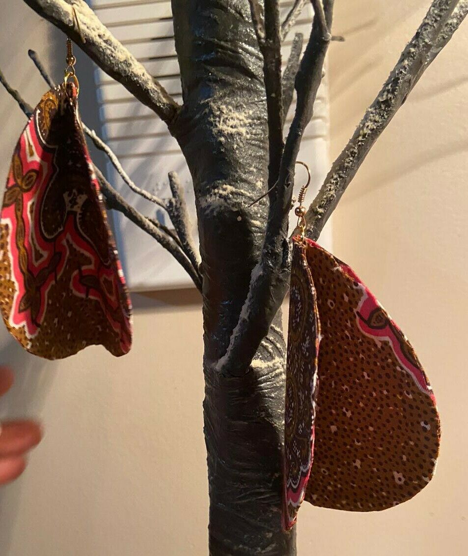 African Print Butterfly Earrings Pink~ $12 Ships Free