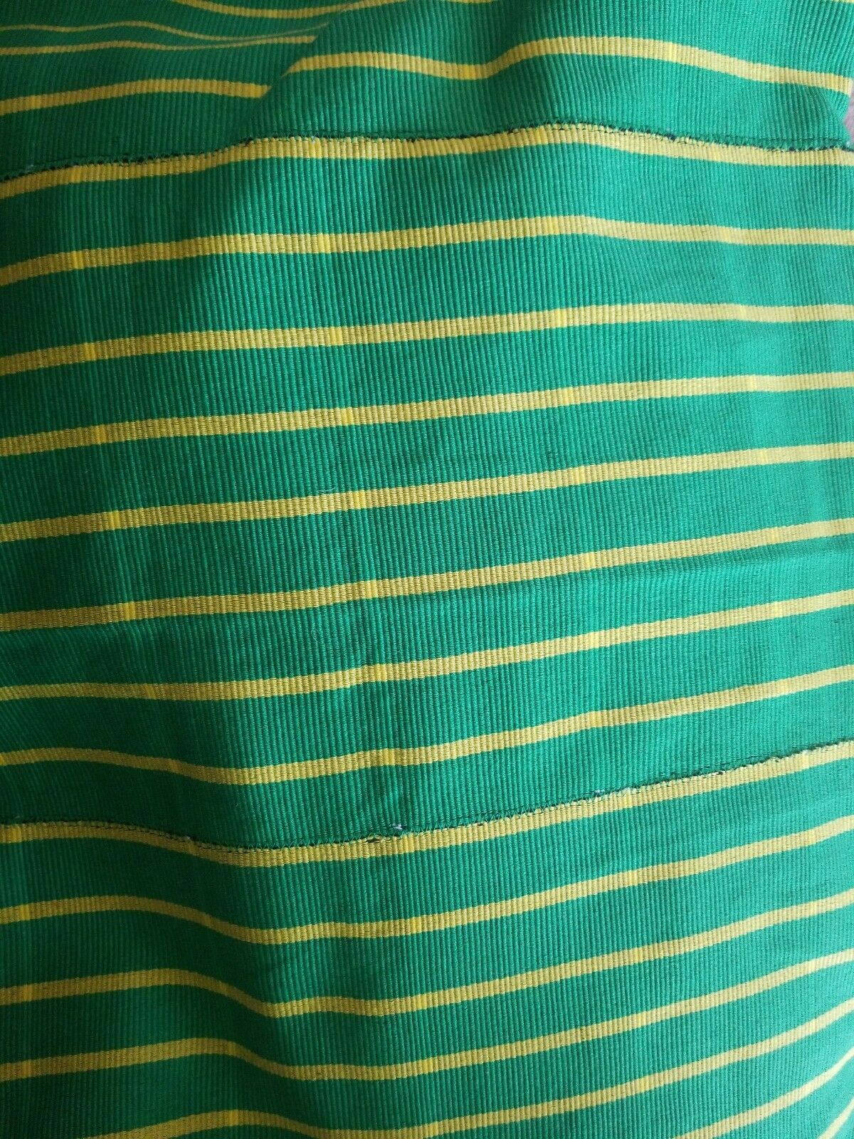 Hand woven Faso Da Fani Fabric From Boukina Faso~Green Stripes 58"×73"