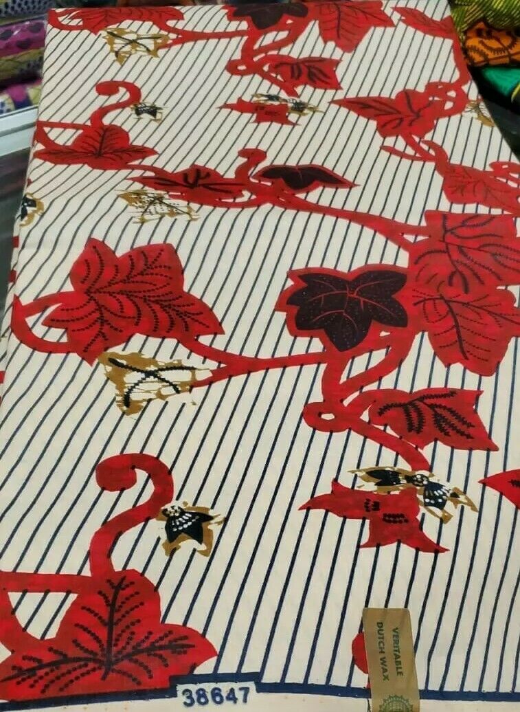 Red African Print 100% Cotton 6yards bolt...SALE $25