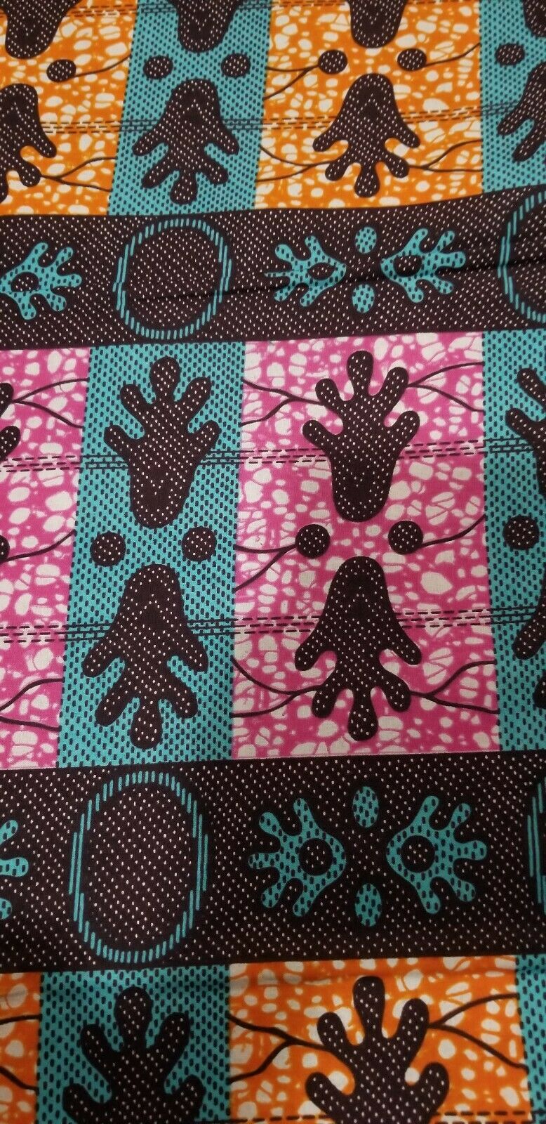 Multi Color African Print(hand motif)~6yards$35