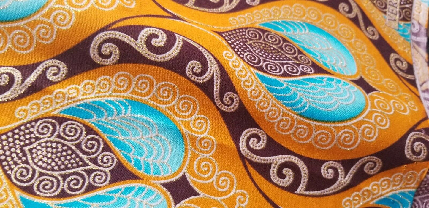 High fashion African Print Orange Multi 100% Cotton Fabric ~70×24