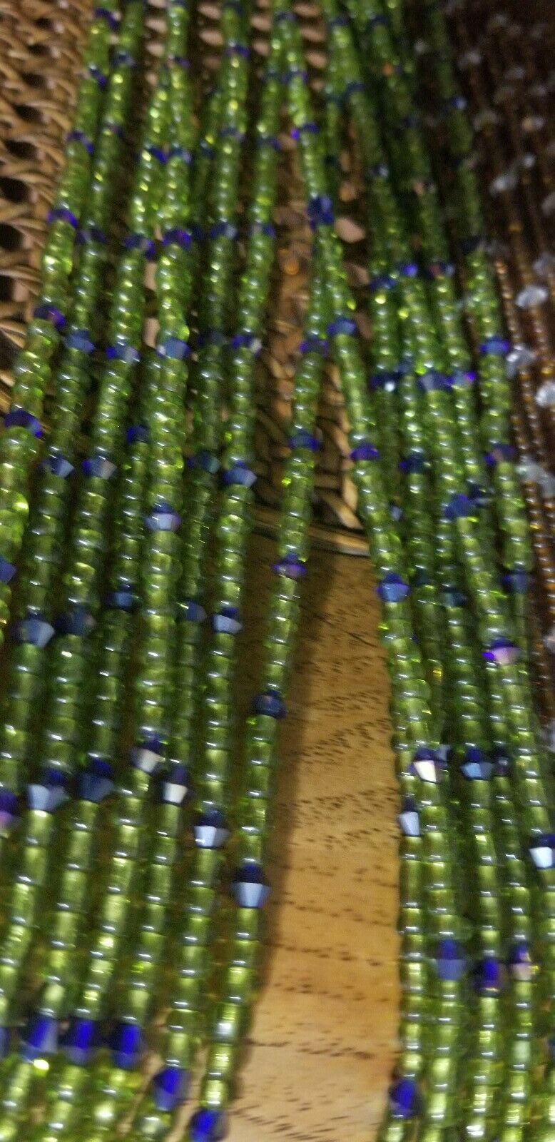 African waist beads Super BeautifulTransluscent Green and purple accent crystals