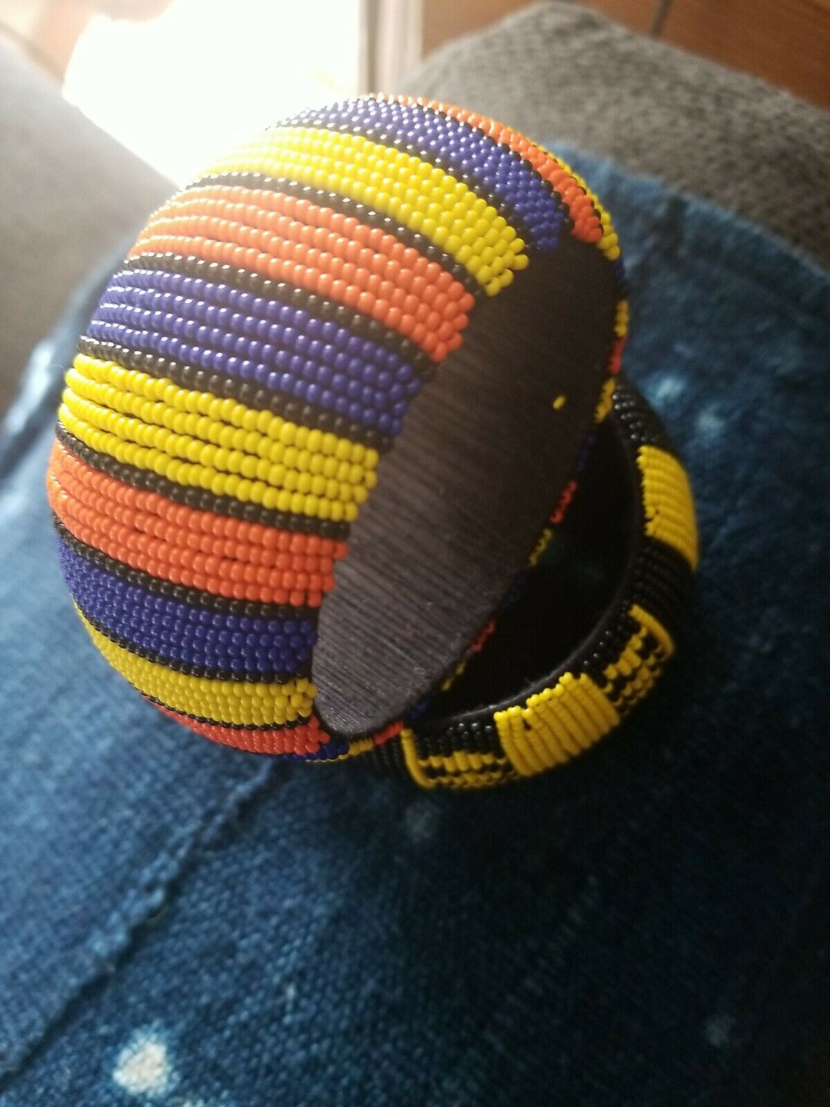 Hand Woven African Zulu Beaded Bangle (Yellow &BLK) $12 ea