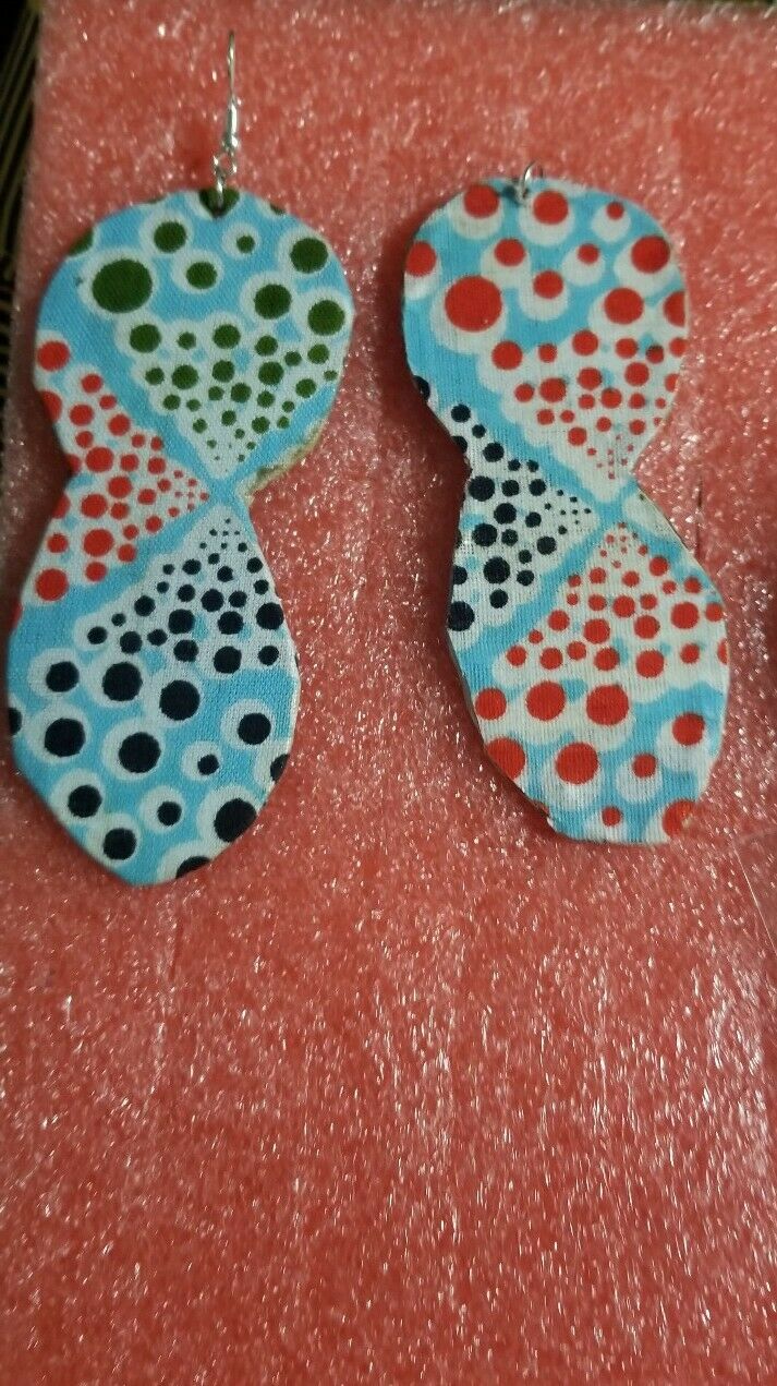 African Earrings Fabric Handmade with Tribal Ankara/waxprint 2pairs $10