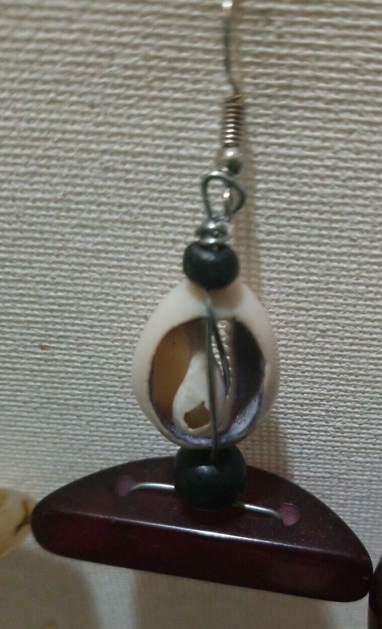 African white Cowrie Shell Earrings with resin1~$7.50