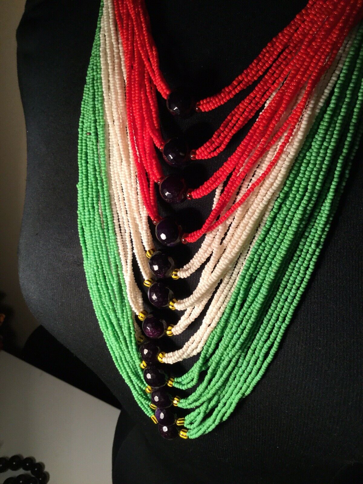 Assorted Mali Multi Strand African Beaded Necklace~check Description