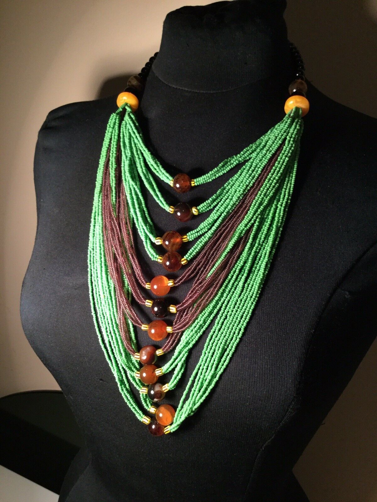 Assorted Mali Multi Strand African Beaded Necklace~check Description