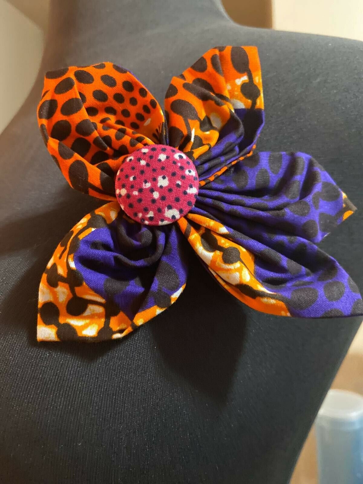 African print hair accessory/brooch pin