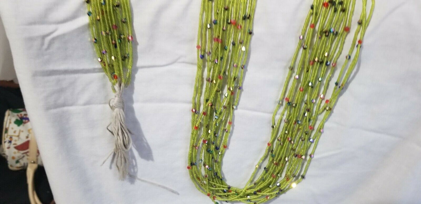 Tiny Navy Blue Multi African waist Beads Long With Decorative Accents..46"-53"