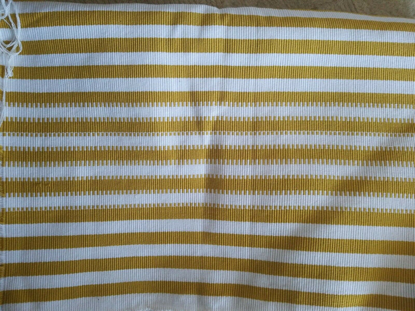 FasoDaFani Fabric From Boukina Faso white &mustard stripes47"×73"