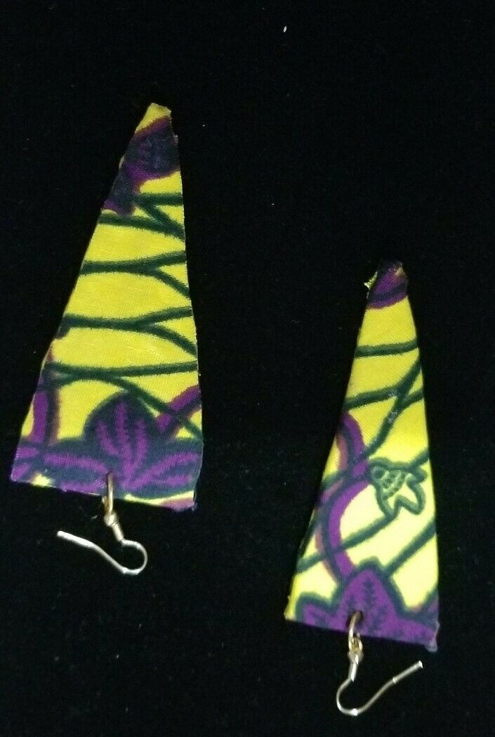 Arrow Head Design YellowAfrican Print Earrings $6