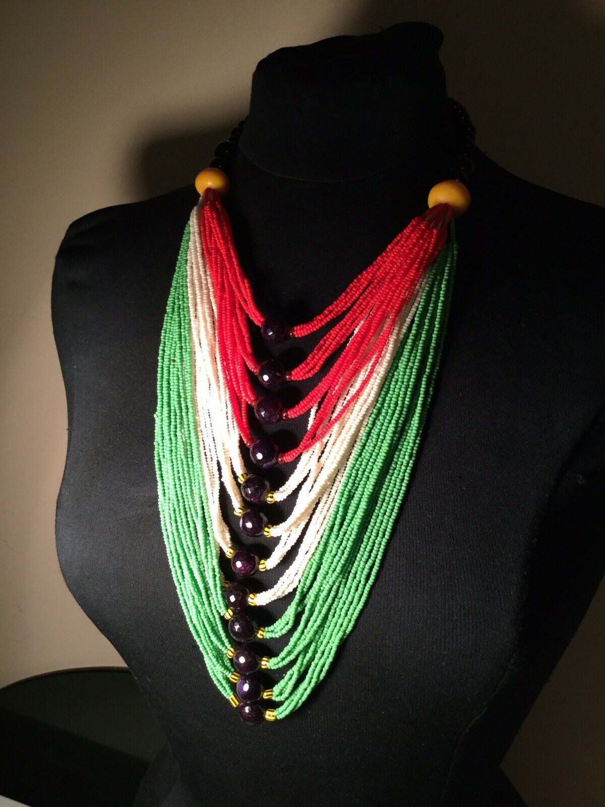 Assorted Mali Multi Strand African Beaded Necklace~check Description