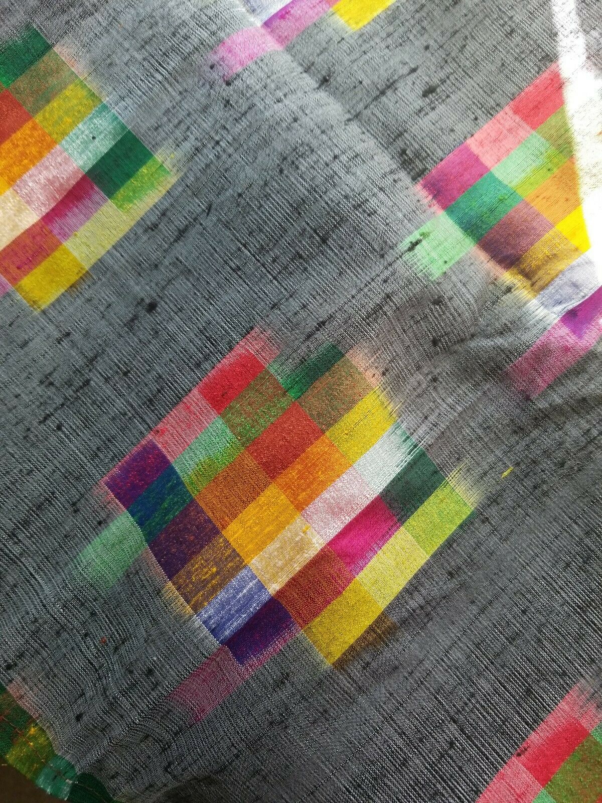 Kente Colors in Silk Lux Scarf/Head Wrap(Grey) 72"×21.5"