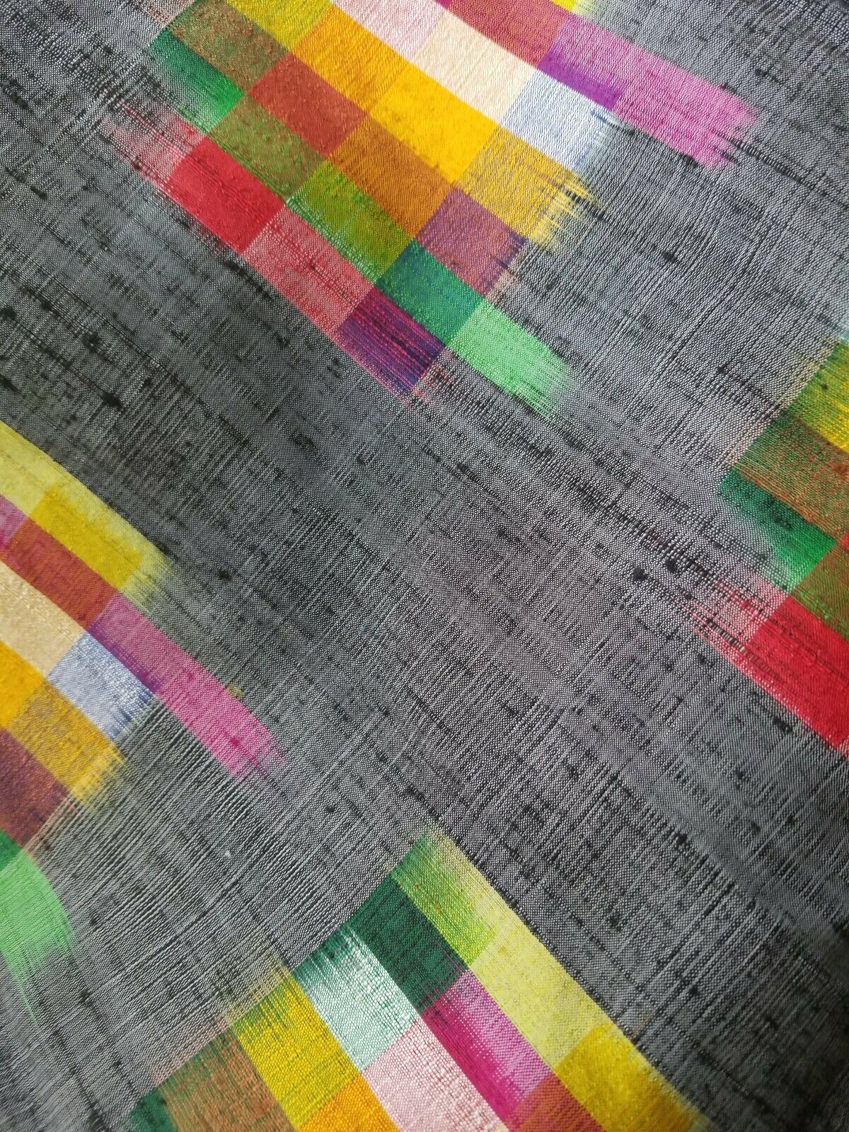 Kente Colors in Silk Lux Scarf/Head Wrap(Grey) 72"×21.5"