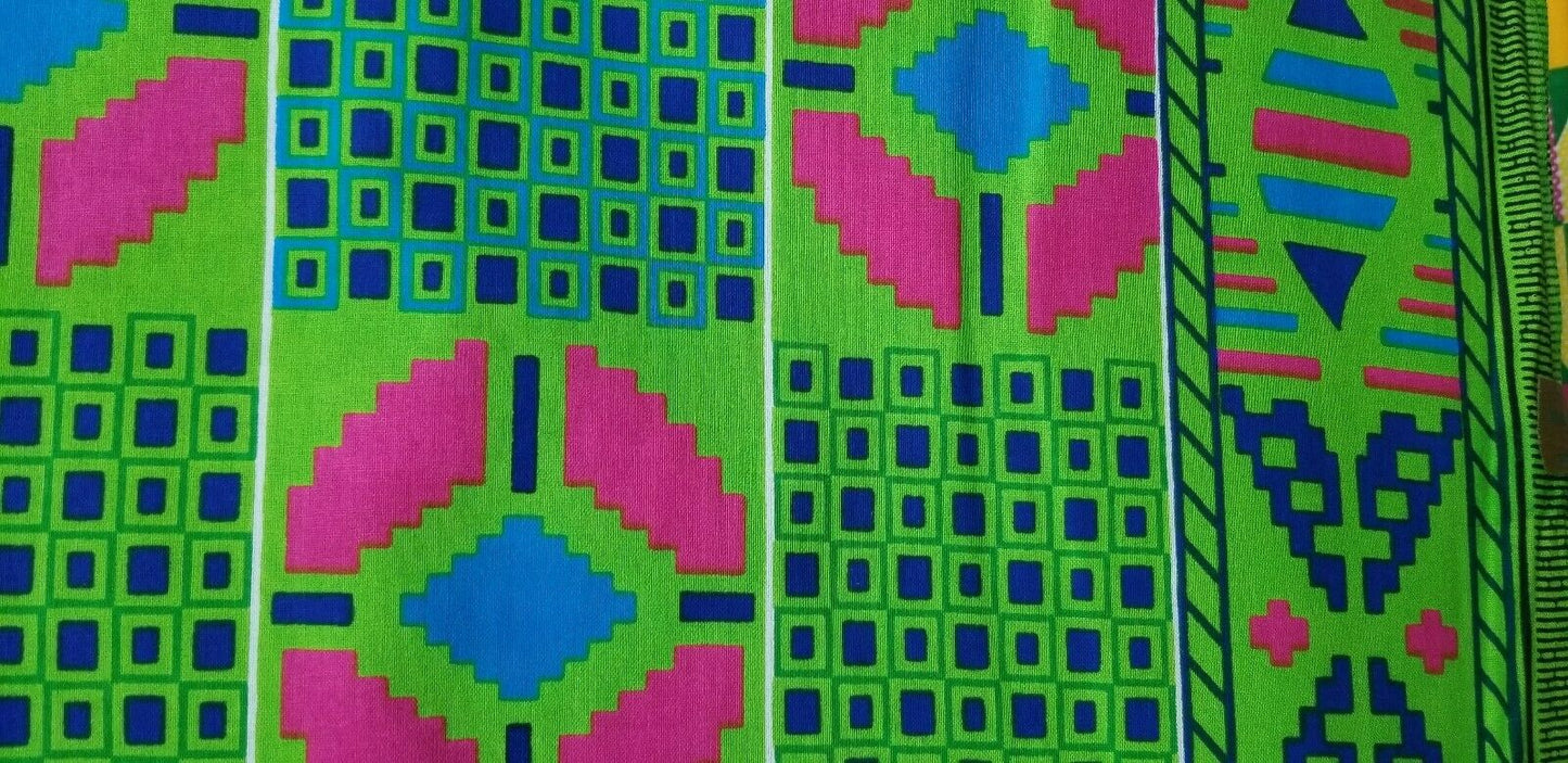 Kente Print African Wax Print 100% Cotton Fabric ~1 yd~$6.50