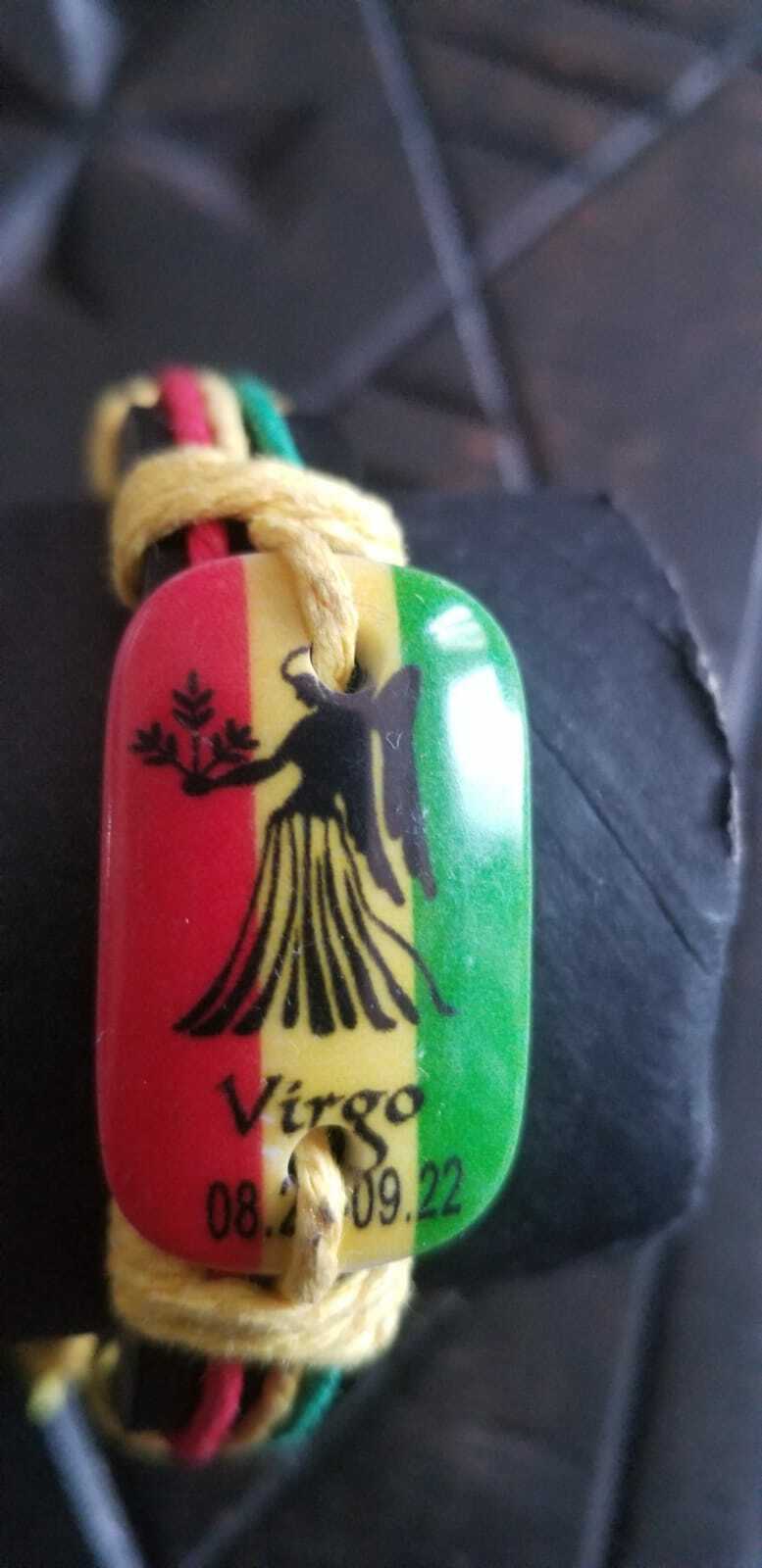 Zodiac Rasta Corded and Leather Bracelet