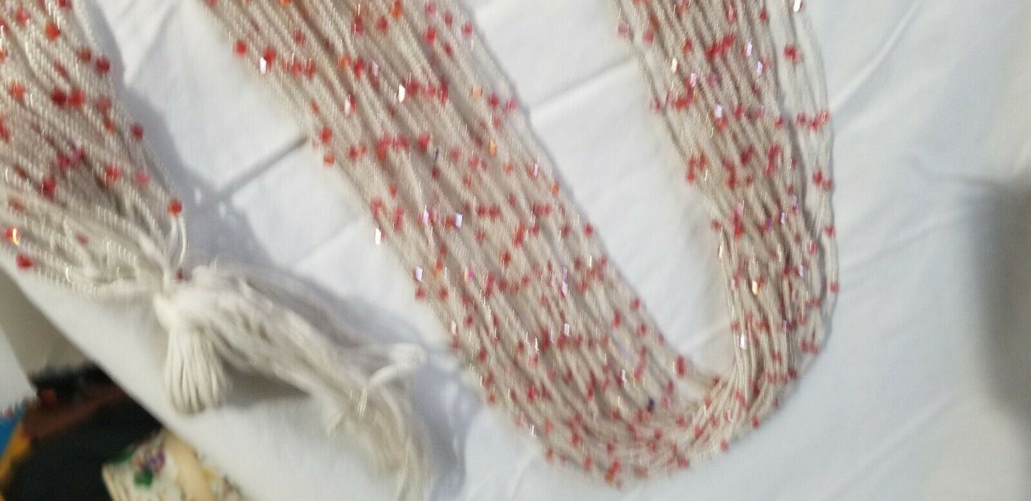 Tiny Lime Green Multi African waist Beads Long With Decorative Accents..46"-53"