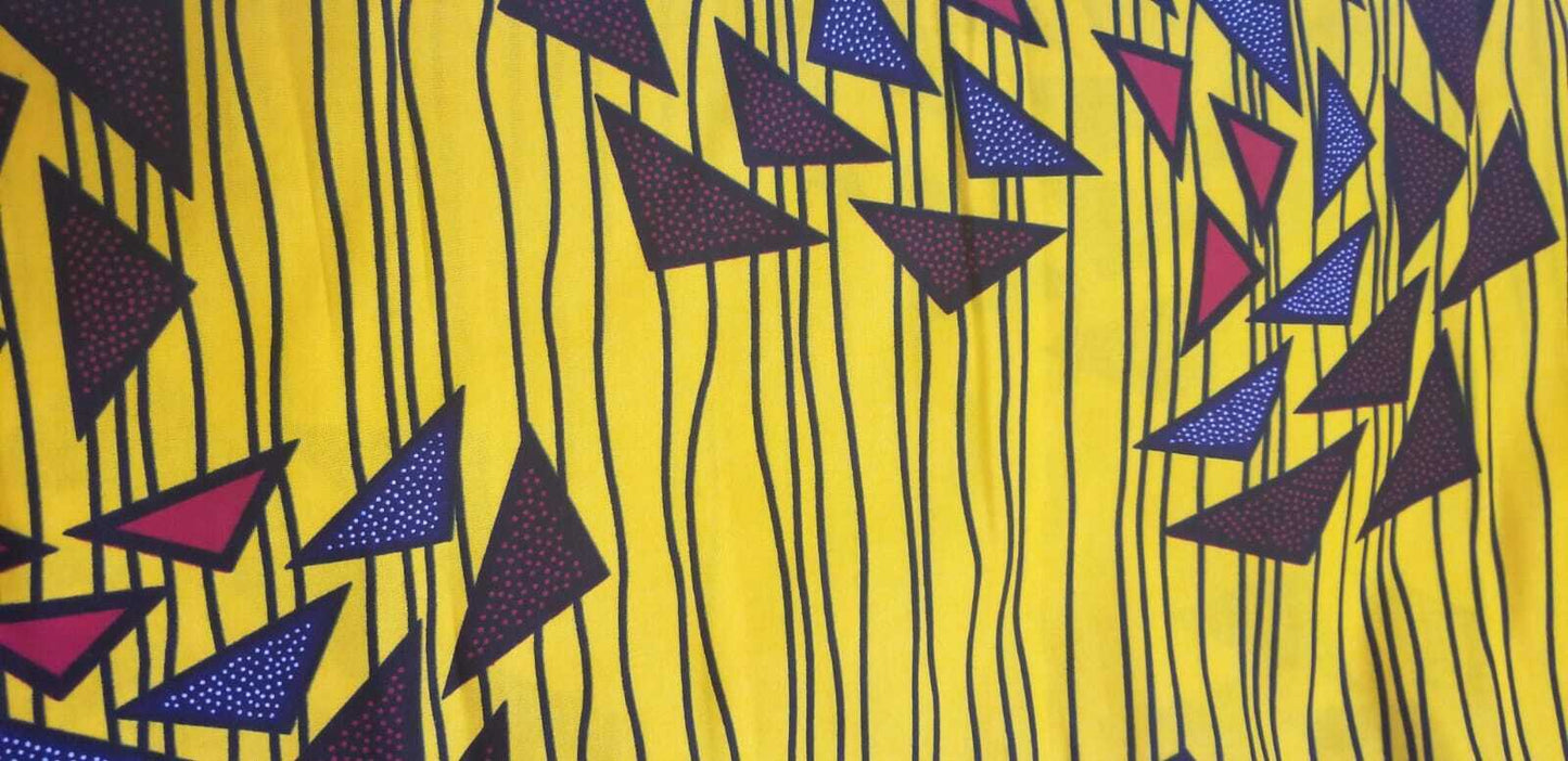 Gold and mult color triangle clusters 100% Cotton African Print $7 per yard
