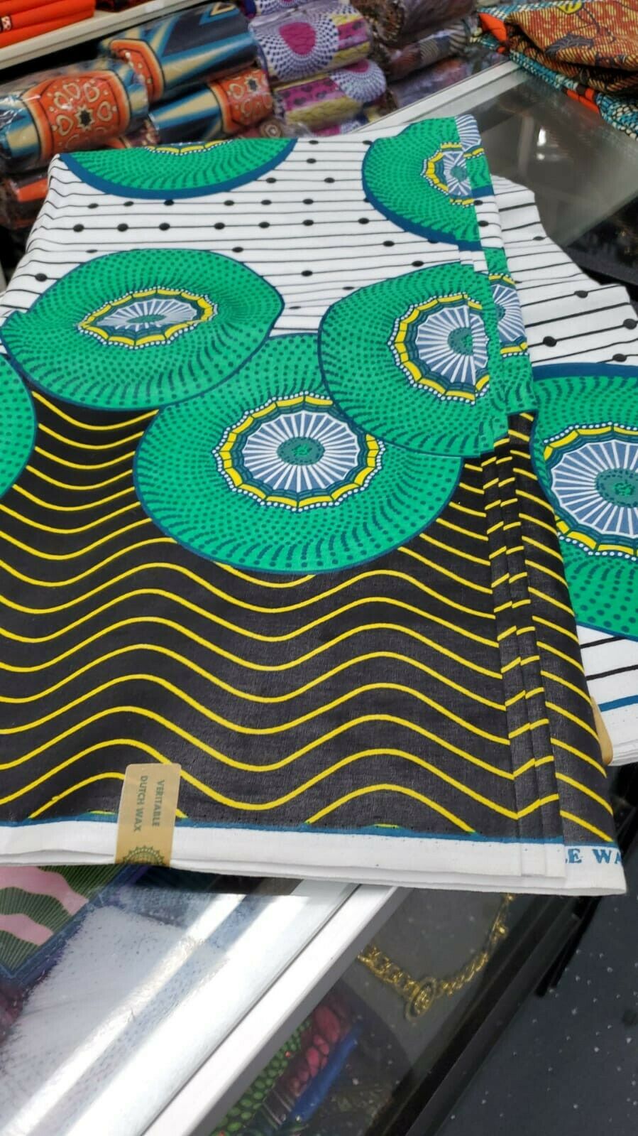 Green borders African Print 100% Cotton 6yards bolt...SALE $25