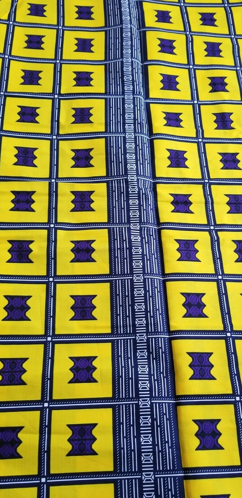 BEAUTIFUL YELLOW AND PURPLE AFRICAN PRINT FABRIC 6yards