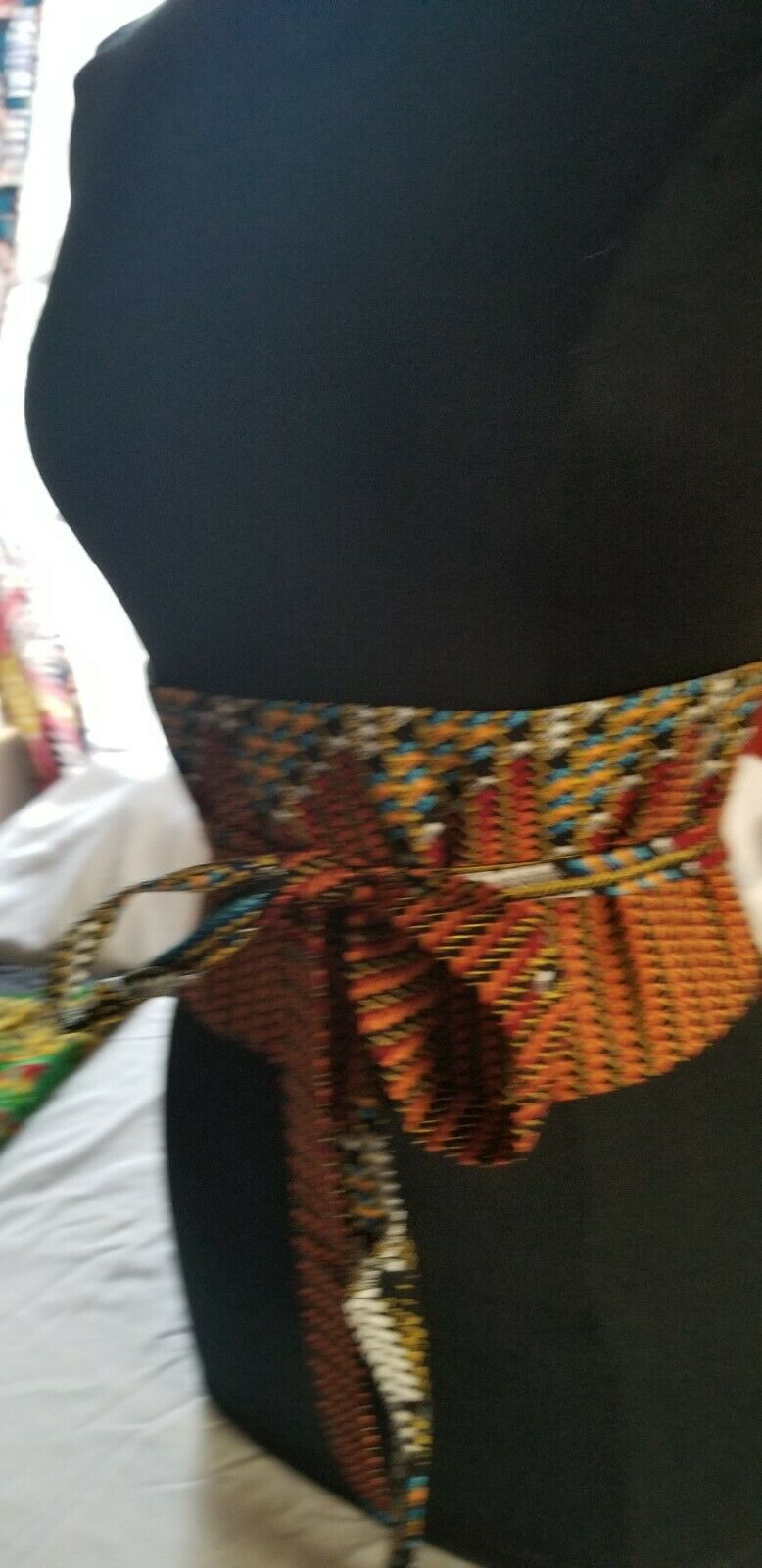 African PRINT WIDE BELT wrap&Tie Brown Multi Print