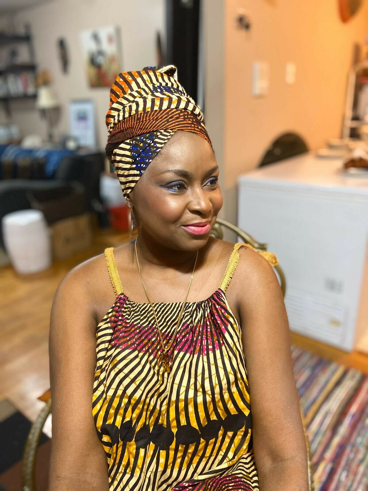 Mustard colored African Print 1yd &35"