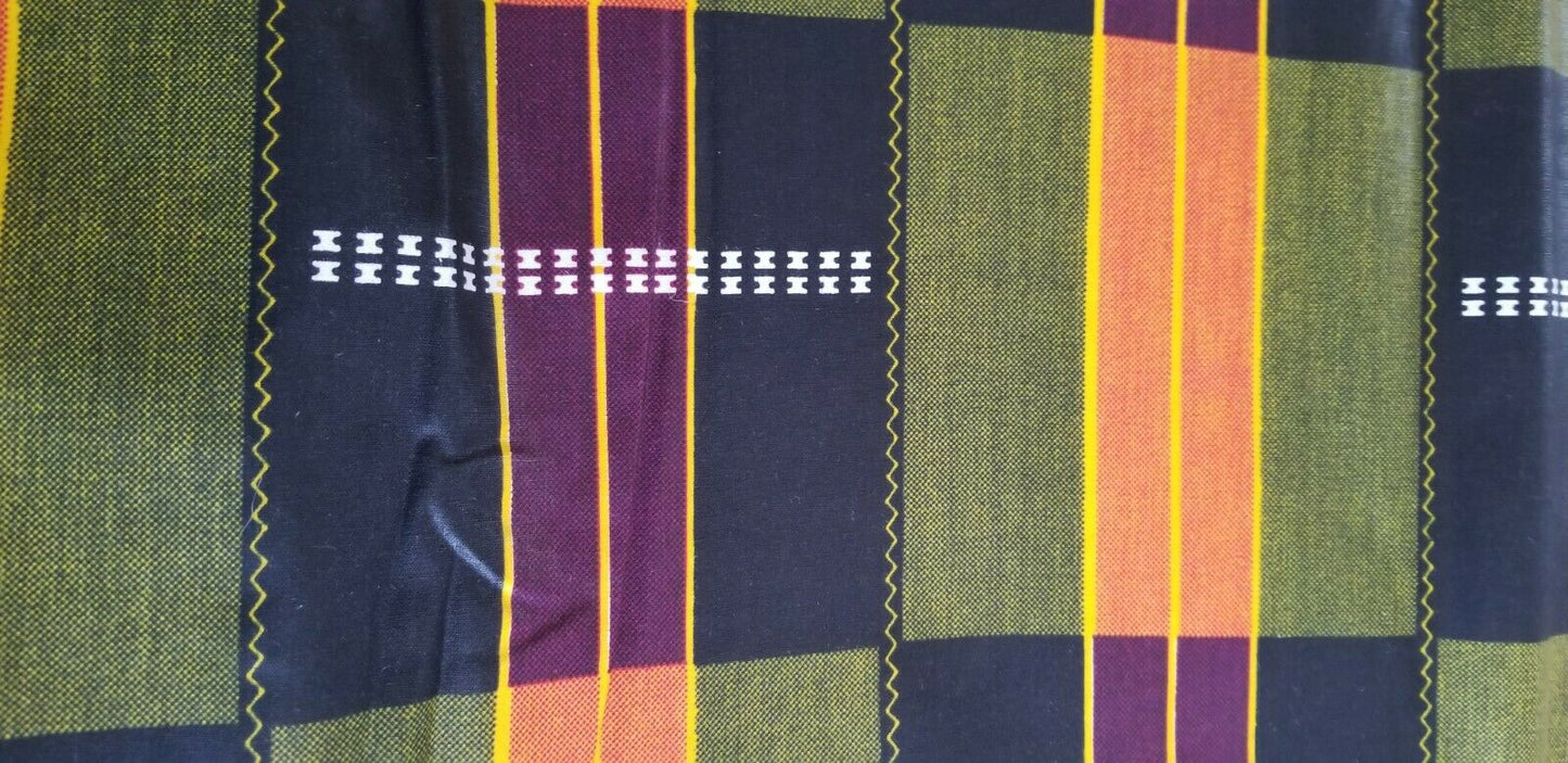 Kente Print African Wax Print 100% Cotton Fabric ~1 yd~$7.25