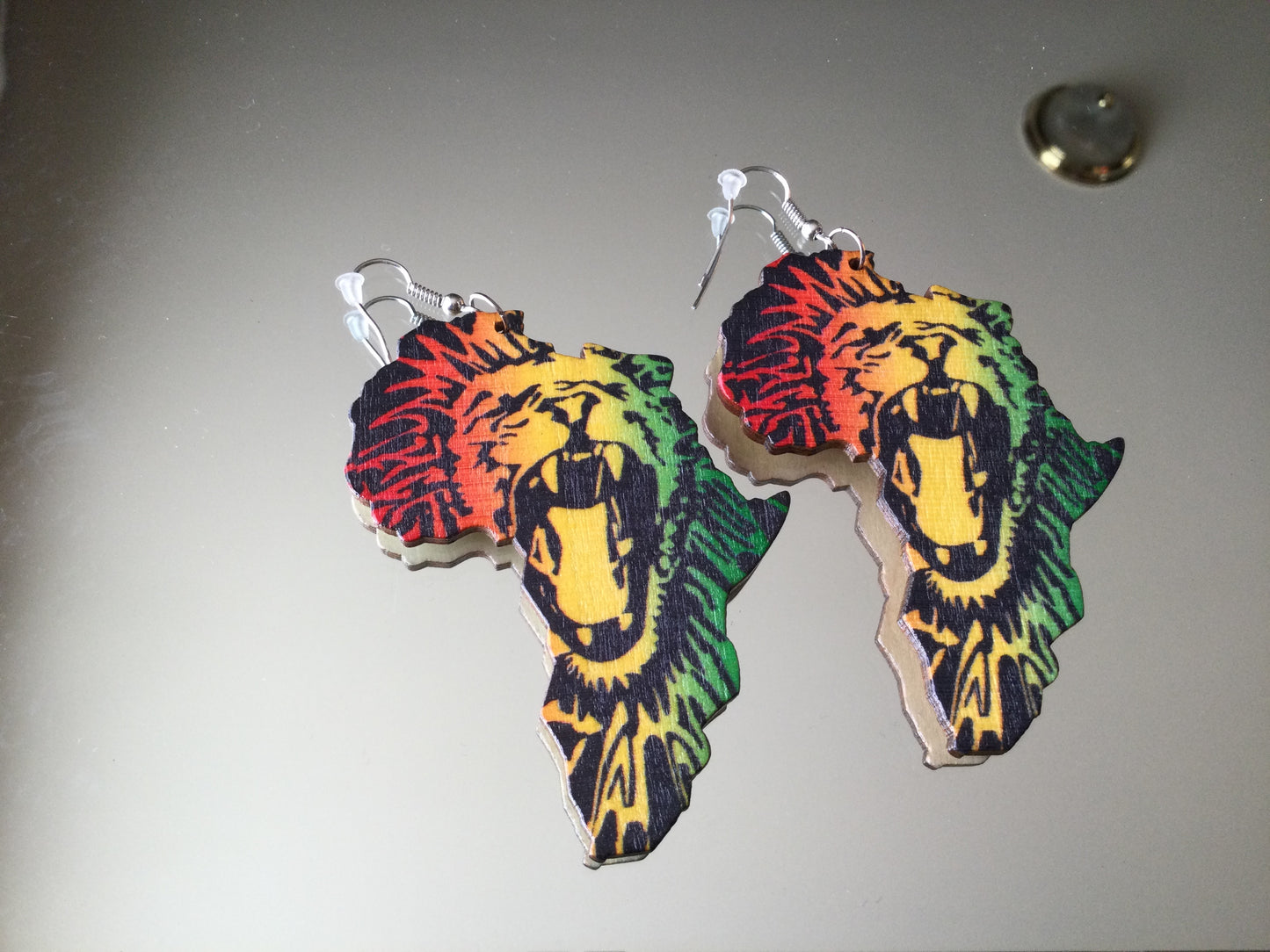 Handmade Rasta-Colors Wood Earrings