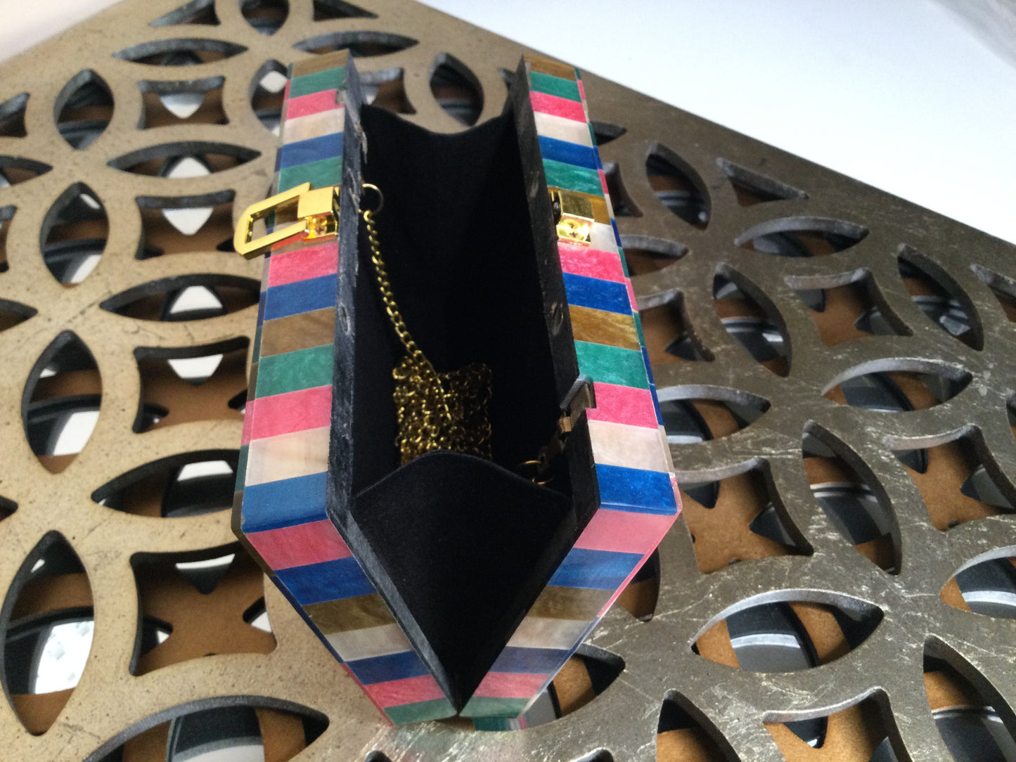 Resin and wood Clutch/purse