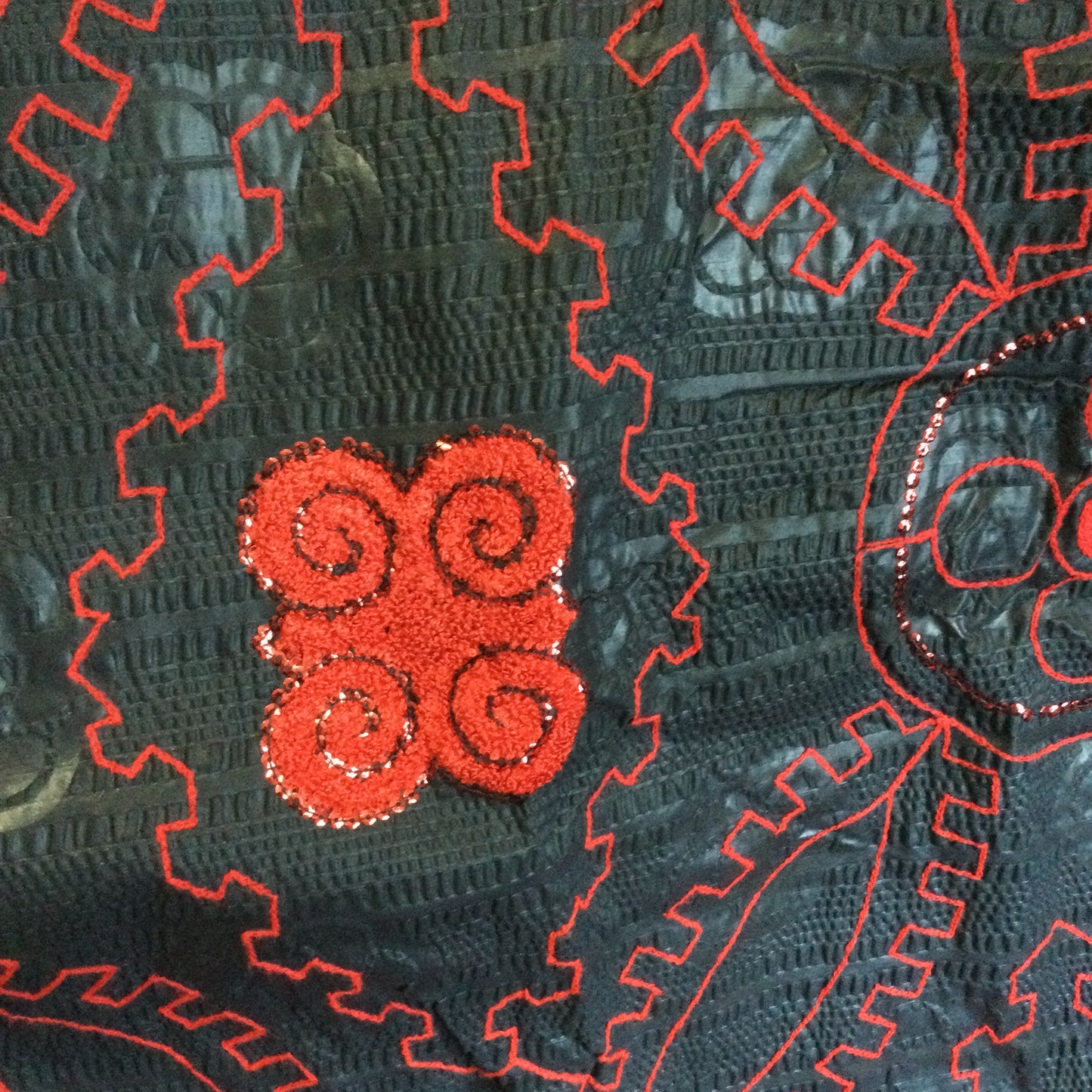 Red Adinkra lux print