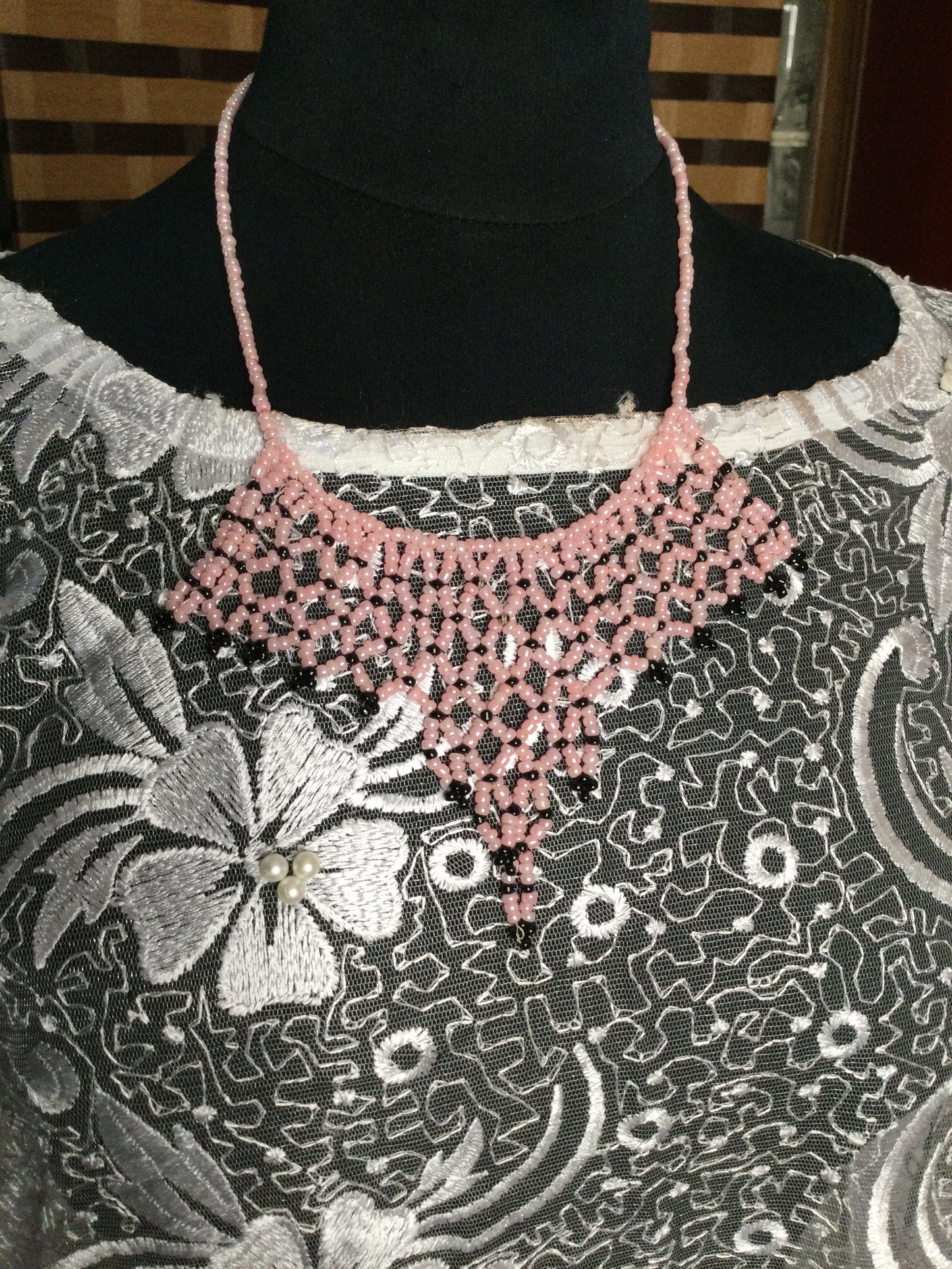 Small Soft pink beadwork Necklace