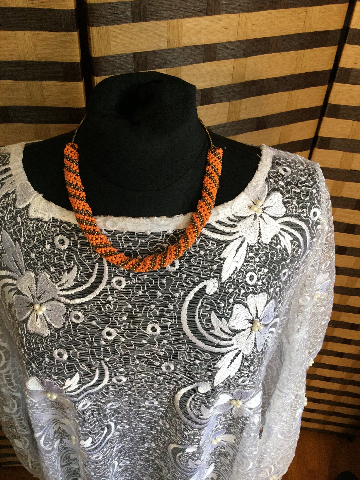 Beautiful beaded and Woven Necklace Handmade Item