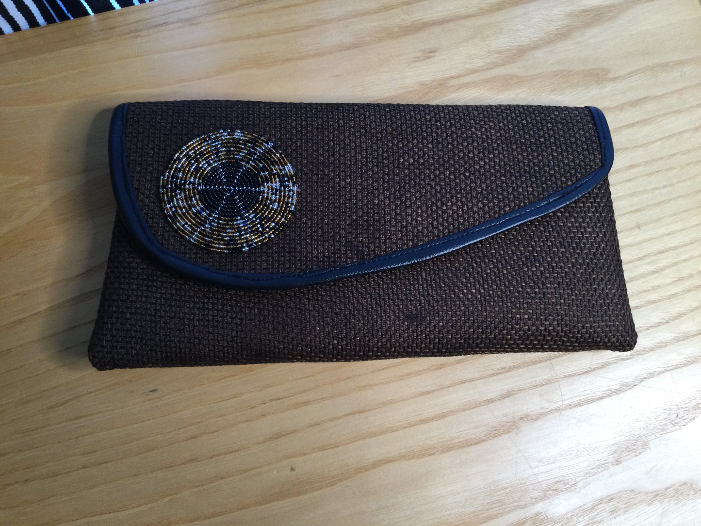 Authentic Africa Kenya Maasai fold over Beaded Jute Clutch Bag