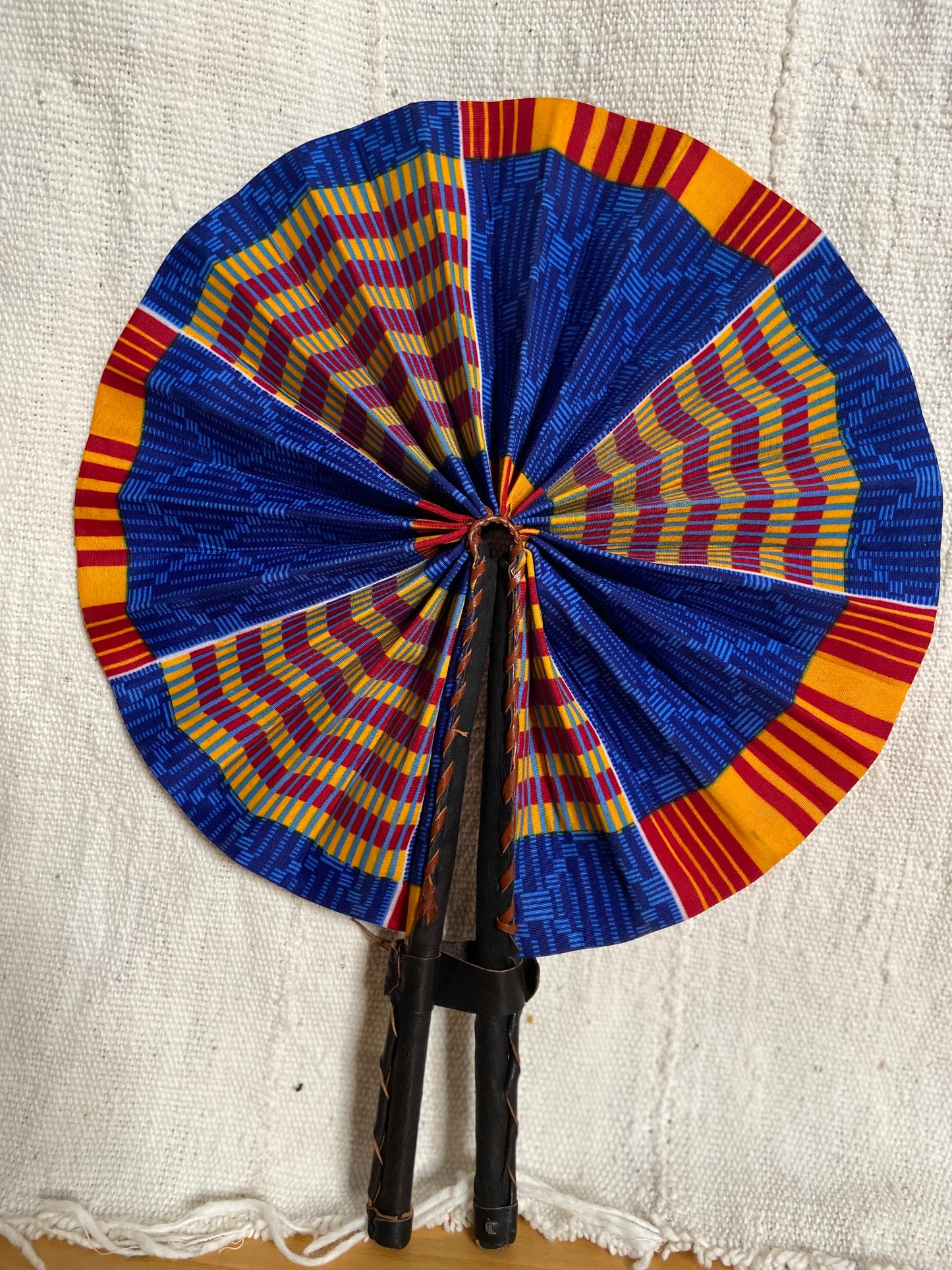 Foldable hand held fan Kente Print E