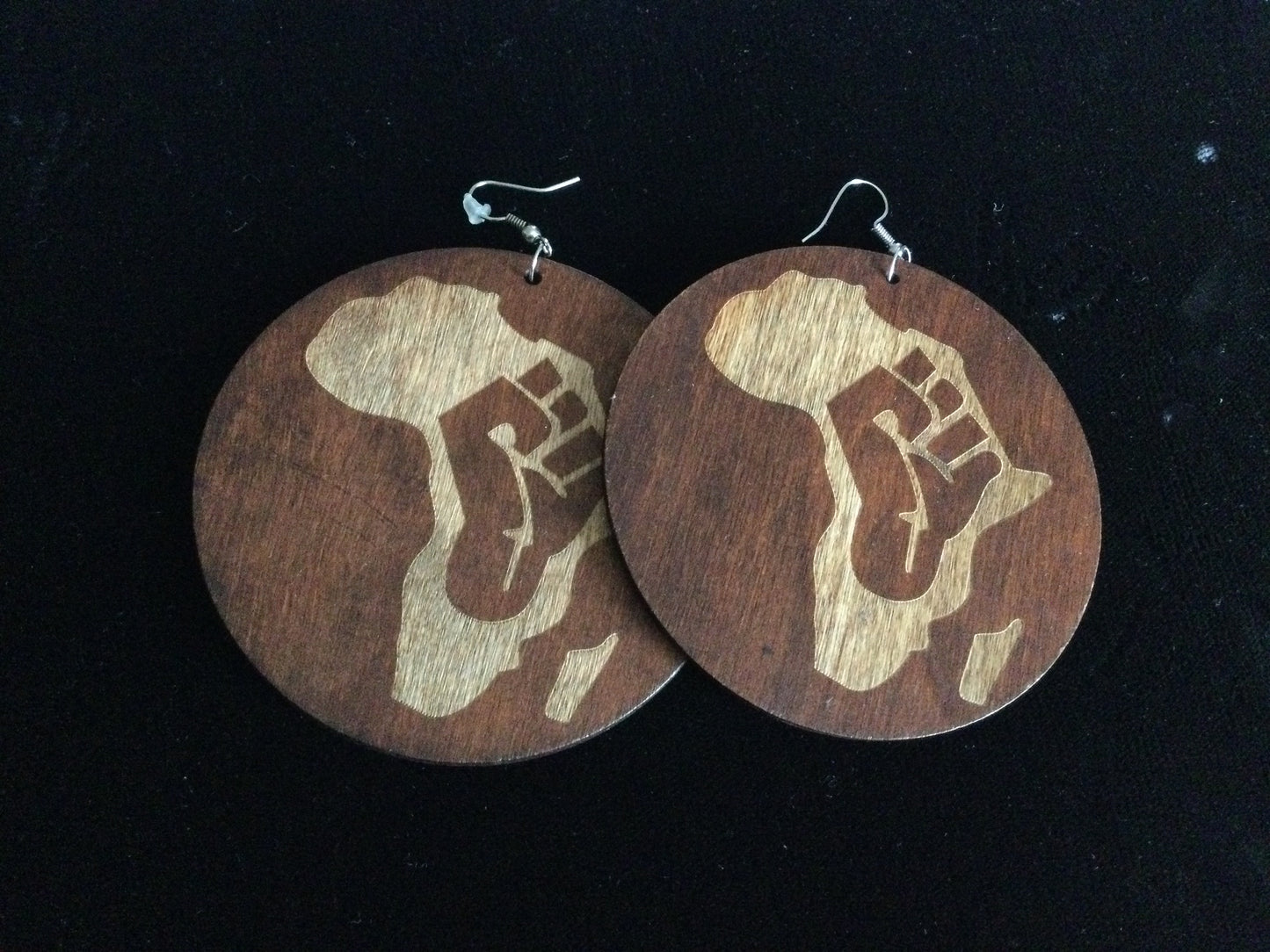 Handmade Wood Africa-Fist Earrings