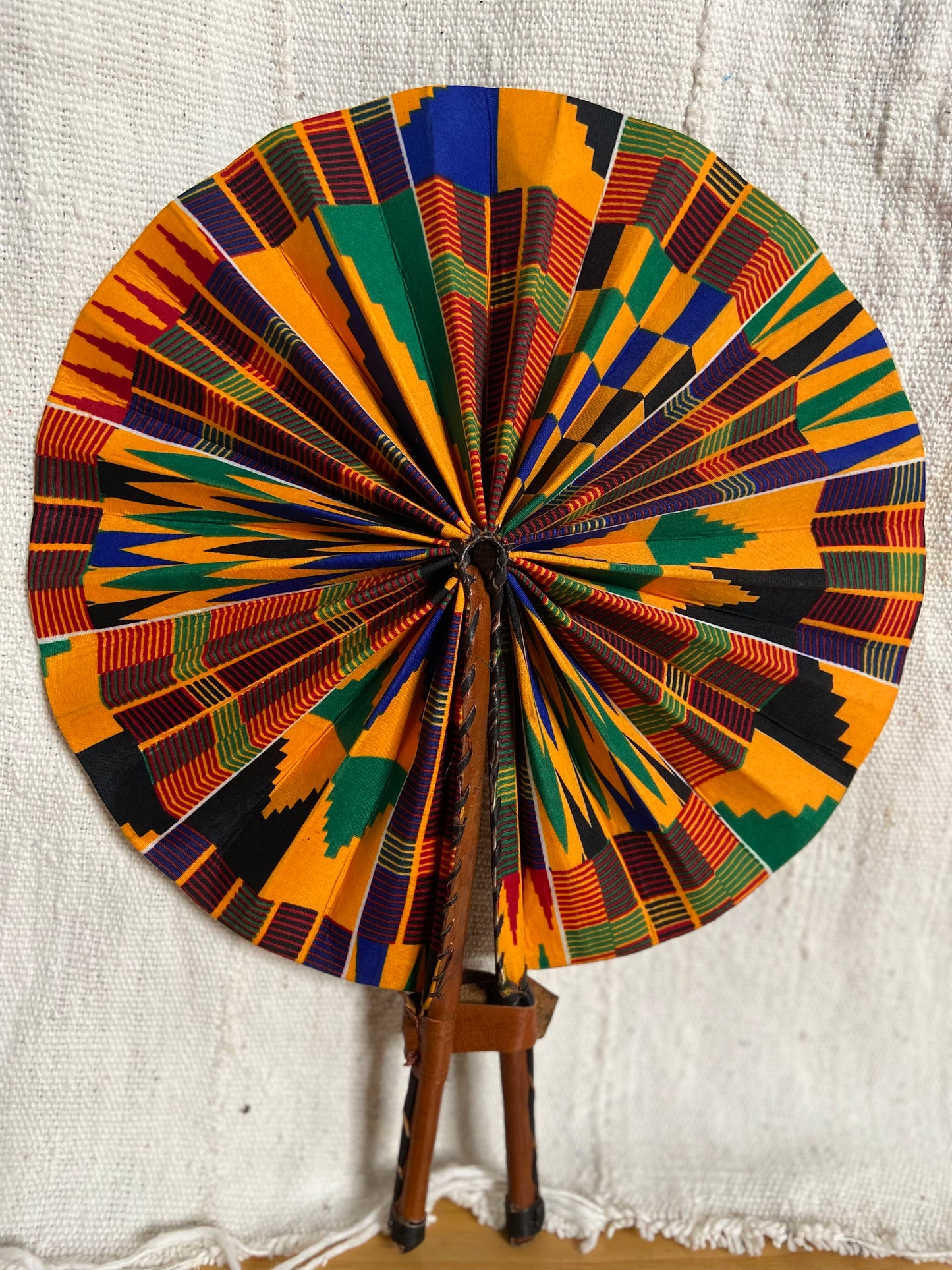 Foldable hand held fan Kente Print D