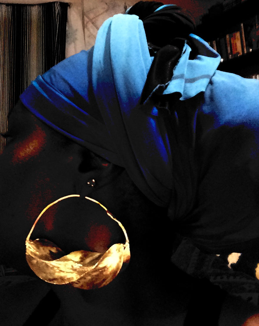 Jumbo Fulani brass hoop earrings (3 inches wide)