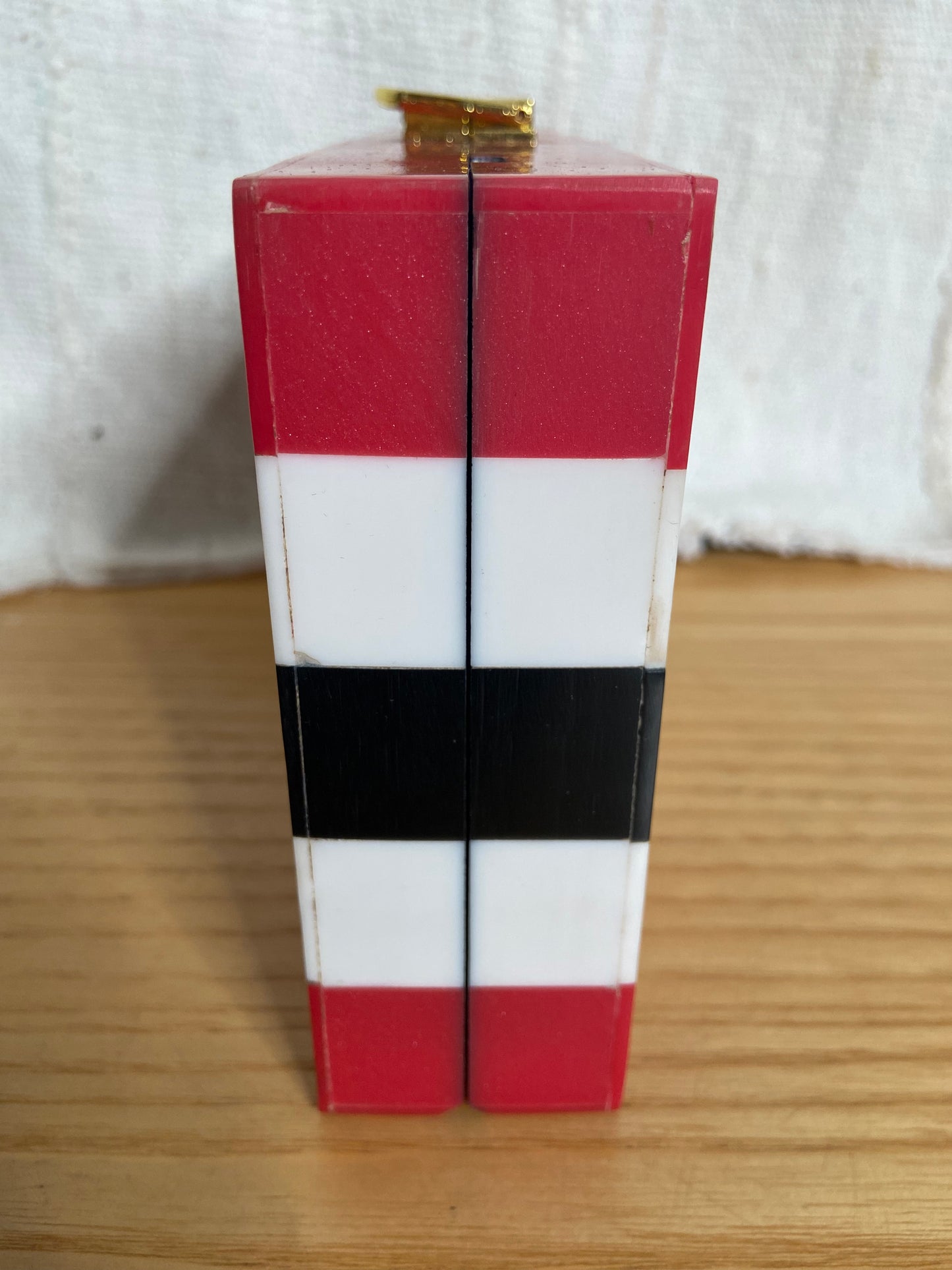 Red and White Resin Box Clutch